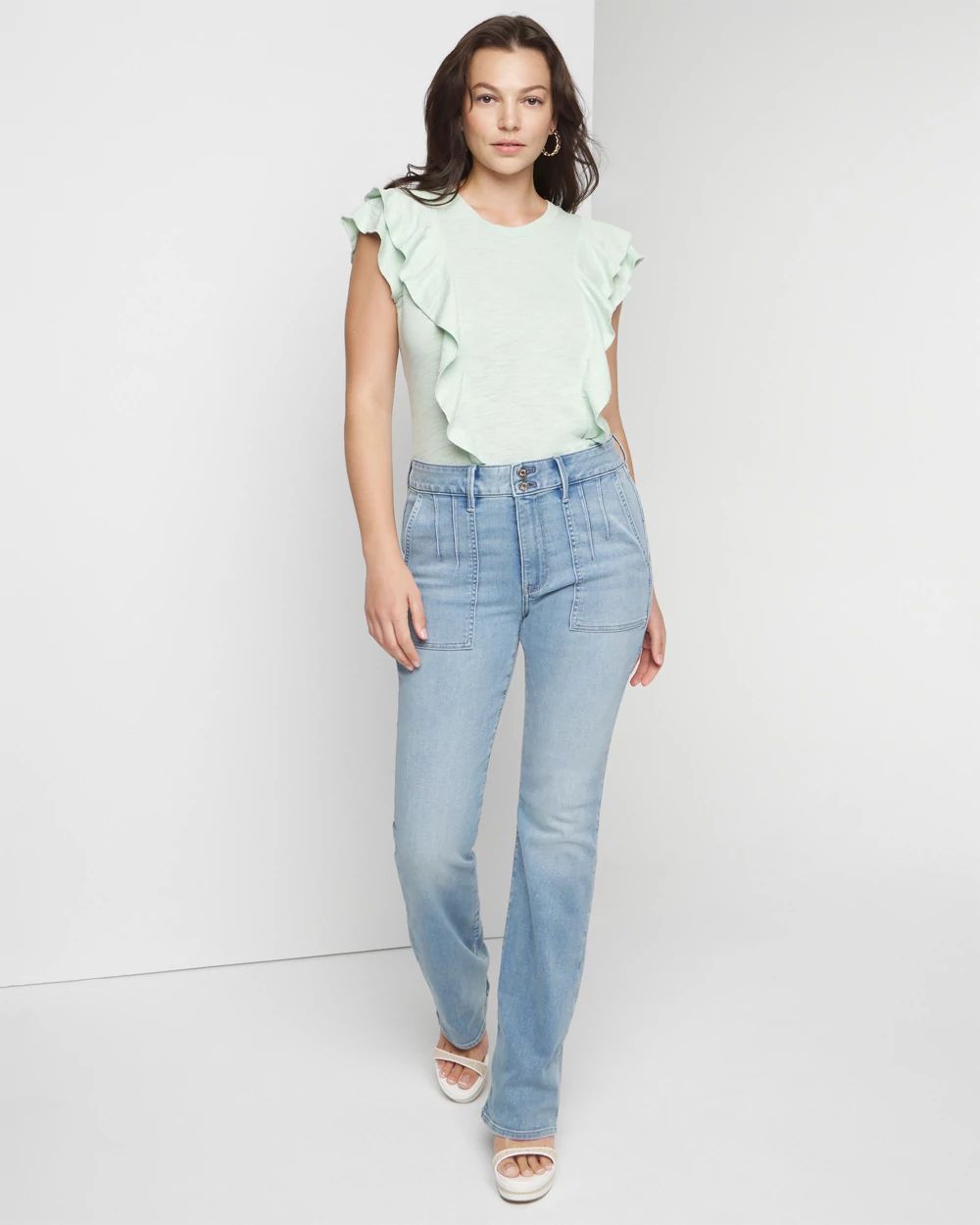 High Rise Everyday Soft Patch Pocket Bootcut Jeans